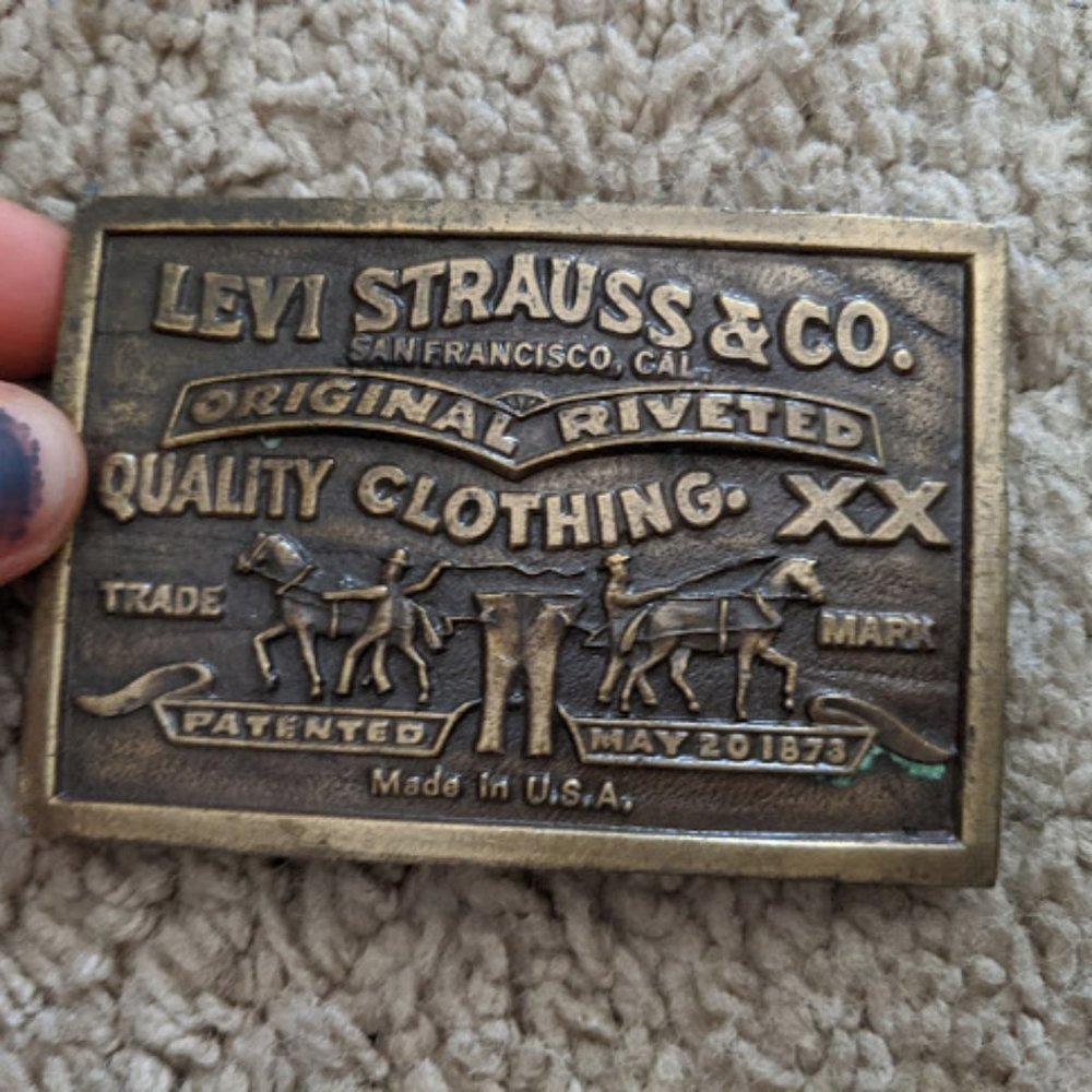 1976 Brass Retro Vintage Levi Belt Buckle